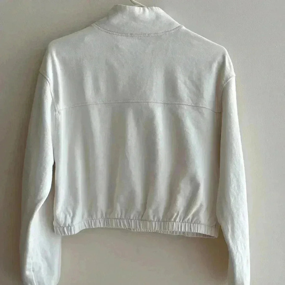 BP White 1/4 Zip Sports Jacket, Athleisure Athletic White Sweatshirt, Small - Picture 11 of 16